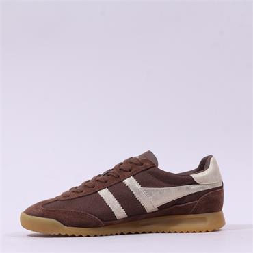 Gola Tornado Retro Gumsole Trainer - Dark Brown Gold